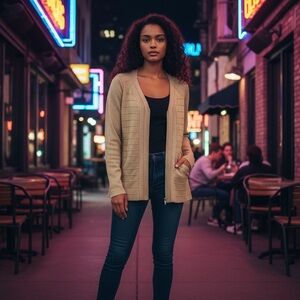 Lane Bryant Shimmer Knit Zip-Front Cardigan, size 18/20